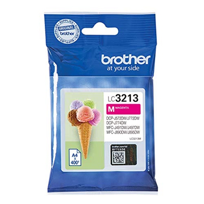 Brother LC3213M Cartucho de tinta magenta original para las impresoras DCPJ572DW, MFCJ491DW, MFCJ497DW,MFCJ890DW y MFCJ895DW duración estimada hasta 4