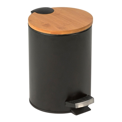 El Corte Inglés - Papelera De Baño Con Tapa De Bambú 3L Negro