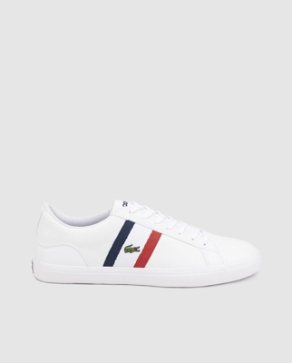Lacoste - Zapatillas De Piel De Hombre De Color Blanco Con Detalle De Logo Y Banda