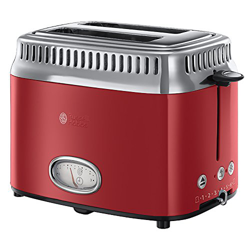 Tostadora de Acero Inoxidable Russell Hobbs 21680-56 Retro 2 Ranuras Anchas Red  características