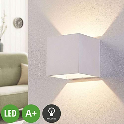 Weiße LED Wandlampe Esma Würfel LEDs Lampenwelt Wandleuchte Flur Wohnzimmer