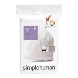 Simplehuman - 20 Bolsas De Basura 50-65L Blanco en oferta
