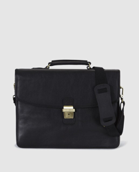 Katana - Maletín De Hombre De Piel En Negro Con Solapa Y Broche precio