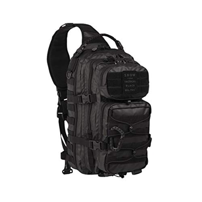 Mil-Tec EE.UU. Mochilla con un Tirante Assault Pack One-Strap Large Volumen 29 litros (Tactical Black)