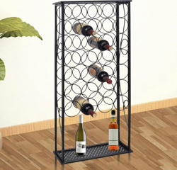 Gabinete de Vino de Metal Estante Soporte de Vino Bodega para 28 Botellas en oferta