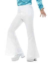 Pantalón blanco estilo disco para hombre en oferta