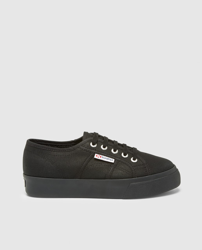 Superga - Zapatillas De Lona De Mujer De Color Negro Con Cierre De Cordones características