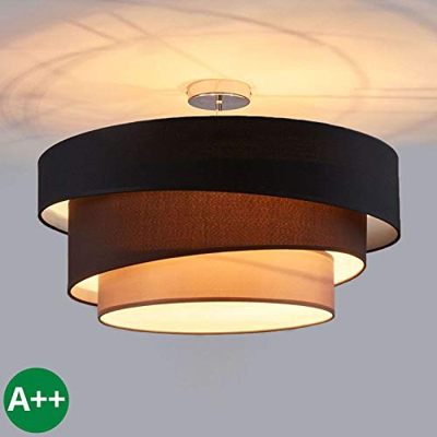 Lámpara de techo 'Melia' (Moderno) en Negro hecho de Textura, Tela, Tejido, Seda e.o. para Salón & Comedor (3 llamas, E27, A++) de LAMPENWELT | lámpar