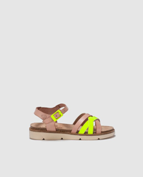 Yokono - Sandalias De Niña En Piel Con Tira Amarillo Flúor características