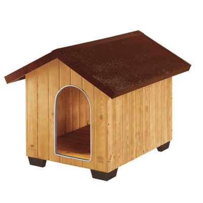Feplast 87003000 Caseta de Exterior para Perros Domus Large, Robusta Madera Ecosostenible, Pies de Plástico, Rejilla de Ventilación, 81.5 x 102.5 x 78