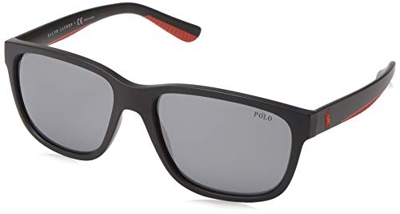 Polo 0PH4142 Gafas de sol, Ovaladas, 57, Matte Black