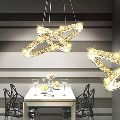 Lámpara de techo vidaXL, de Cristal Doble Círculo con LED 23,6 W