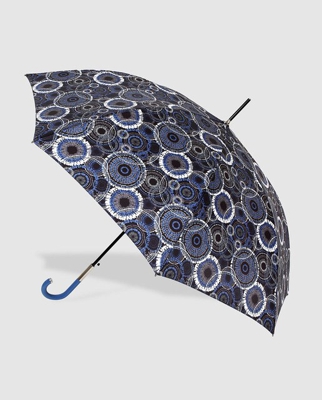 Vogue - Paraguas Largo Automático Azul Con Estampado Geométrico.