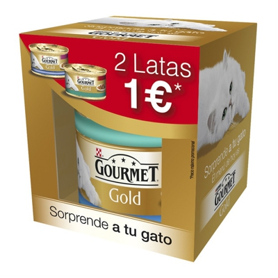 Gourmet Gold - Comida Húmeda Para Gatos Adultos Buey Y Pescado Pack 2 Uds X 85 Gr