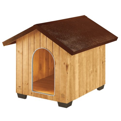 Feplast 87004000 Caseta de Exterior para Perros Domus Extra Large, Robusta Madera Ecosostenible, Pies de Plástico, Rejilla de Ventilación, 93.5 x 113.
