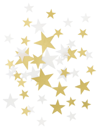 Confetis estrella dorado y blanco características