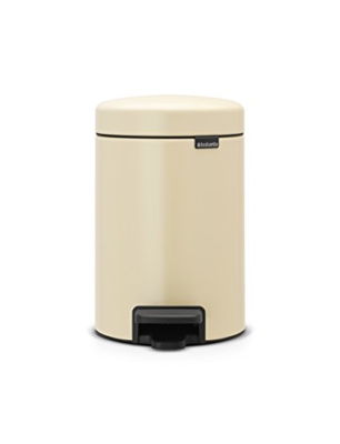 Brabantia Cubo de Basura con Pedal, Acero Inoxidable, Almendra, 3 l