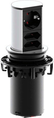 928.002 toma de corriente Negro, Plata, Regleta