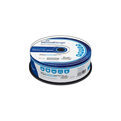Blu-ray BD-R SL 25GB 6X MediaRange FF InkJet Printable Tarrina 25 uds