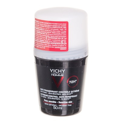 Vichy Homme, Desodorante Roll-On Anti-Transpirante 72 H, 50 ml