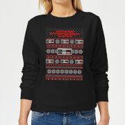 Nintendo NES Pattern Women's Christmas Sweatshirt - Black - 4XL - Negro características