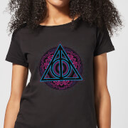 Harry Potter Deathly Hallows Neon Women's T-Shirt - Black - S - Negro precio