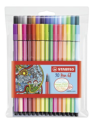 Rotulador STABILO Pen 68 - Estuche con 30 colores