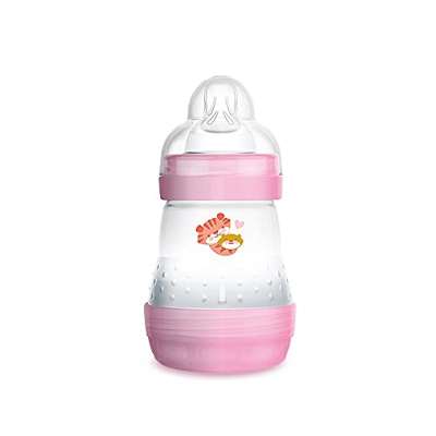 MAM - Biberón Anticólico Ultrasuave Tacto Seda Tetina Silicona (160 Ml.) +0 M. Rosa