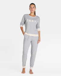 DKNY - Pijama Largo De Mujer Gris en oferta