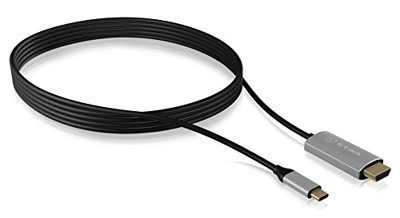 IB-CB020-C 1,8 m HDMI USB C Plata, Cable