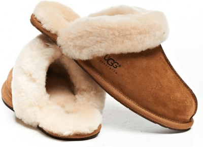 UGG - Zapatillas De Casa De Mujer En Piel De Color Marrón