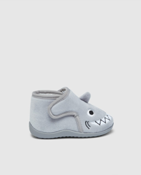 OTS - Zapatillas De Casa De Bebé Niño Grises De Tiburón Con Velcro en oferta