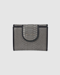 Pierre Cardin - Cartera Mediana De Mujer En Gris Con Grabado Piel Serpiente en oferta