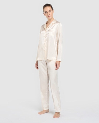 Moon River - Pijama Básico De Mujer Crema Con Botones