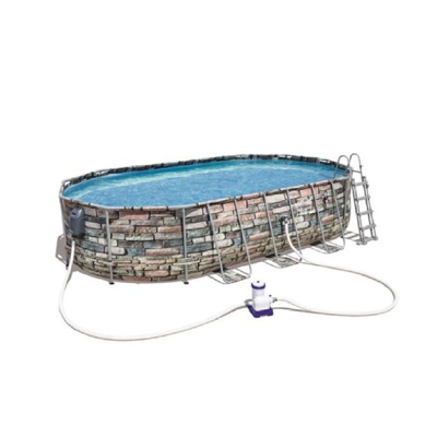 Bestway - Piscina Desmontable Tubular Power Steel Oval 610x366x122 Cm Depuradora De Cartucho De 9.463 Litros/hora