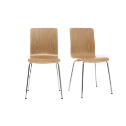 Lote de 2 sillas modernas madera clara en oferta