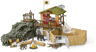 STAZIONE DI RICERCA nella giungla CROCO miniature in resina SCHLEICH 42350 wild 
