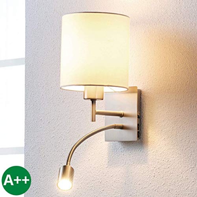 Lámpara de pared textil Camilo con luz de lectura