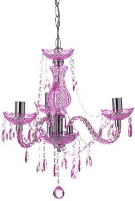 Lámpara de araña Perdita, 3 bombillas, lila