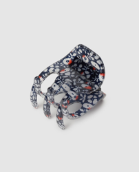 Lalineatres - Pinza Mediana En Azul Marino Con Flores en oferta
