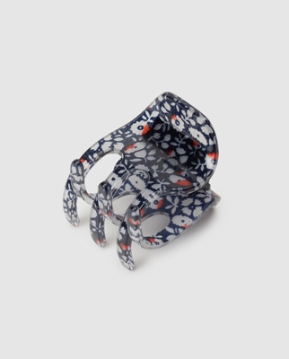 Lalineatres - Pinza Mediana En Azul Marino Con Flores