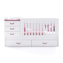 Alondra - Cuna Convertible Con Cama Nido (70 X 140 Cm.) Konver Zero Joy Con 2 Cajones Blanco/rosa precio