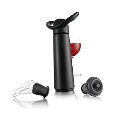 Vacu Vin - Set Bomba De Vacío + Tapones + Boquillas Negro