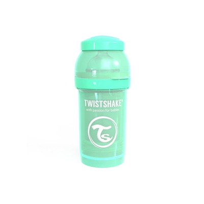Twistshake - Biberón Anticólico Tetina Silicona (180 Ml.) Verde Pastel