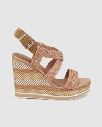 Tommy Hilfiger - Sandalias De Cuña De Mujer En Rafia De Color Marrón Claro  a un precio más barato - Shoptize