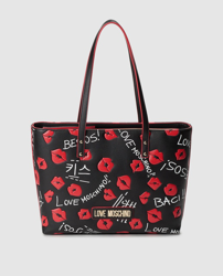 Love Moschino - Shopping En Negro Con Print De Besos A Contraste en oferta