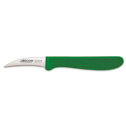 Cuchillo Mondador Arcos Génova 180321 de acero inoxidable Nitrum y mango de Polipropileno COLOR  verde, hoja de 6 cm en con funda hoja y caja expositor en oferta