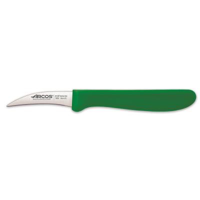Cuchillo Mondador Arcos Génova 180321 de acero inoxidable Nitrum y mango de Polipropileno COLOR  verde, hoja de 6 cm en con funda hoja y caja expositor