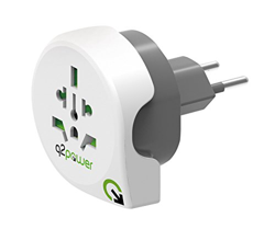 Q2 Power Adaptador de viaje, para viajeros del mundo, se usa en enchufes de Suiza, con mecanismo de seguridad en oferta