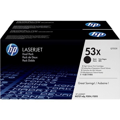 PACK 2 TONER NEGRO Q7553XD 7553XD 53XD XL ORIGINAL HP HEWLETT PACKARD GENUINE